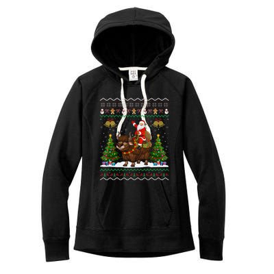 Ugly Yak Xmas Gift Santa Riding Yak Christmas Women's Fleece Hoodie