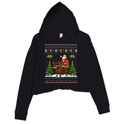 Ugly Yak Xmas Gift Santa Riding Yak Christmas Crop Fleece Hoodie