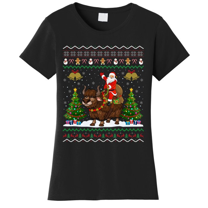 Ugly Yak Xmas Gift Santa Riding Yak Christmas Women's T-Shirt