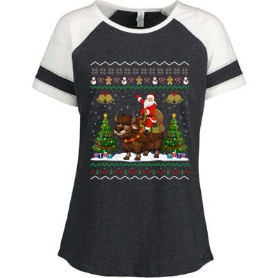 Ugly Yak Xmas Gift Santa Riding Yak Christmas Enza Ladies Jersey Colorblock Tee