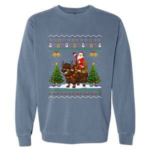 Ugly Yak Xmas Gift Santa Riding Yak Christmas Garment-Dyed Sweatshirt