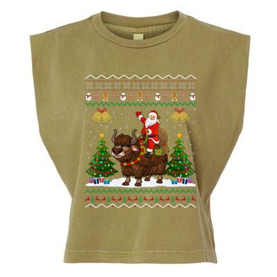 Ugly Yak Xmas Gift Santa Riding Yak Christmas Garment-Dyed Women's Muscle Tee