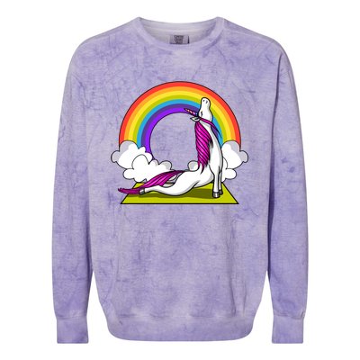 Unicorn Yoga Zen Magical Rainbow Fantasy Gift Colorblast Crewneck Sweatshirt