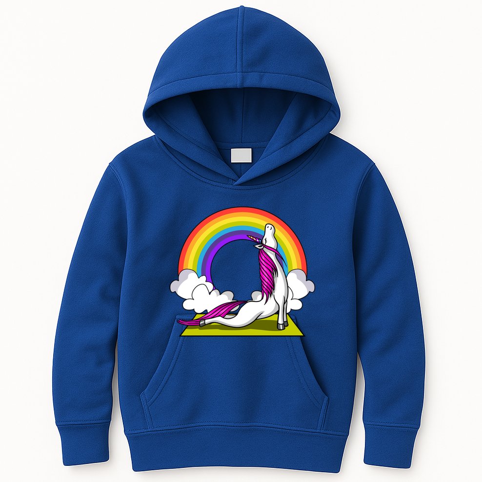Unicorn Yoga Zen Magical Rainbow Fantasy Gift Kids Hoodie