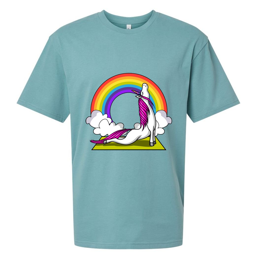 Unicorn Yoga Zen Magical Rainbow Fantasy Gift Sueded Cloud Jersey T-Shirt