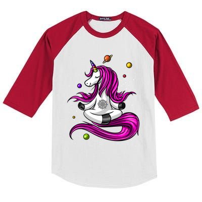 Unicorn Yoga Zen Meditation Spiritual Magical Gift Kids Colorblock Raglan Jersey