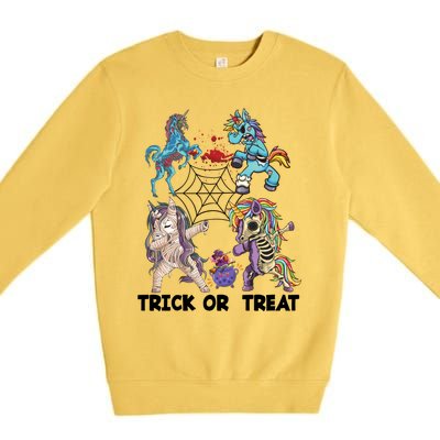 Unicorn Zombie Dabbing Halloween Zombie Trick Or Treat Gift Premium Crewneck Sweatshirt