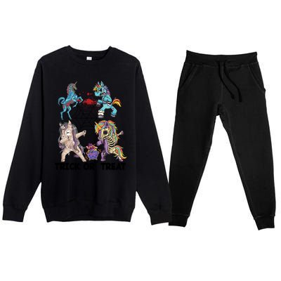 Unicorn Zombie Dabbing Halloween Zombie Trick Or Treat Gift Premium Crewneck Sweatsuit Set