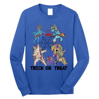 Unicorn Zombie Dabbing Halloween Zombie Trick Or Treat Gift Long Sleeve Shirt