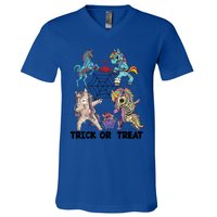 Unicorn Zombie Dabbing Halloween Zombie Trick Or Treat Gift V-Neck T-Shirt