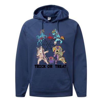 Unicorn Zombie Dabbing Halloween Zombie Trick Or Treat Gift Performance Fleece Hoodie