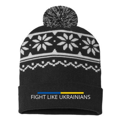 Ukrainian Zelensky Ukraine Army Green Fight Like Ukrainians USA-Made Snowflake Beanie