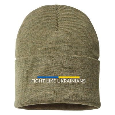 Ukrainian Zelensky Ukraine Army Green Fight Like Ukrainians Sustainable Knit Beanie