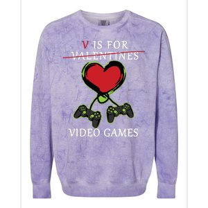 V Is For Video Games Anti Valentines Colorblast Crewneck Sweatshirt