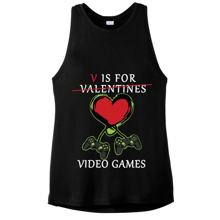 V Is For Video Games Anti Valentines Ladies PosiCharge Tri-Blend Wicking Tank