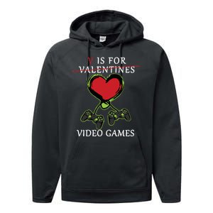 V Is For Video Games Anti Valentines Performance Fleece Hoodie