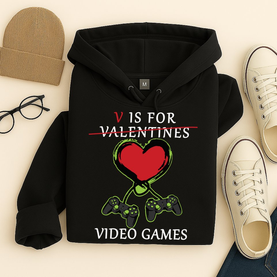 V Is For Video Games Anti Valentines Hoodie