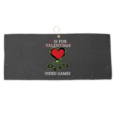 V Is For Video Games Anti Valentines Large Microfiber Waffle Golf Towel