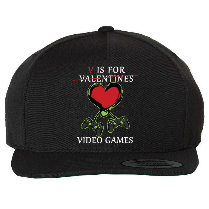 V Is For Video Games Anti Valentines Wool Snapback Cap