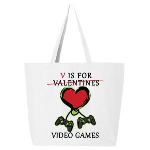 V Is For Video Games Anti Valentines 25L Jumbo Tote