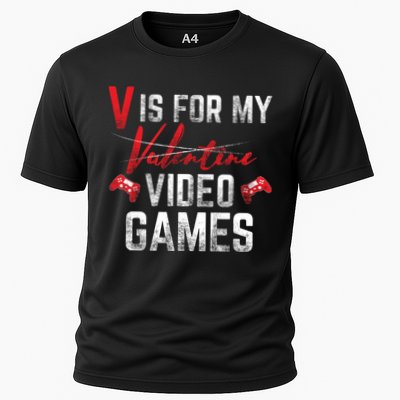 V Is For Video Games Funny Valentines Day Performance Shirt