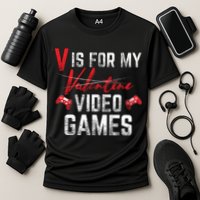V Is For Video Games Funny Valentines Day Cooling Performance Crew T-Shirt