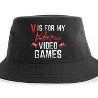 V Is For Video Games Funny Valentines Day Sustainable Bucket Hat