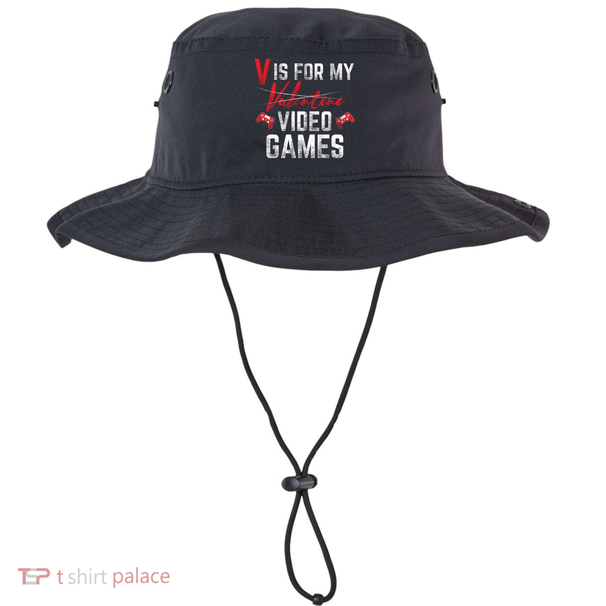 V Is For Video Games Funny Valentines Day Bucket Hat