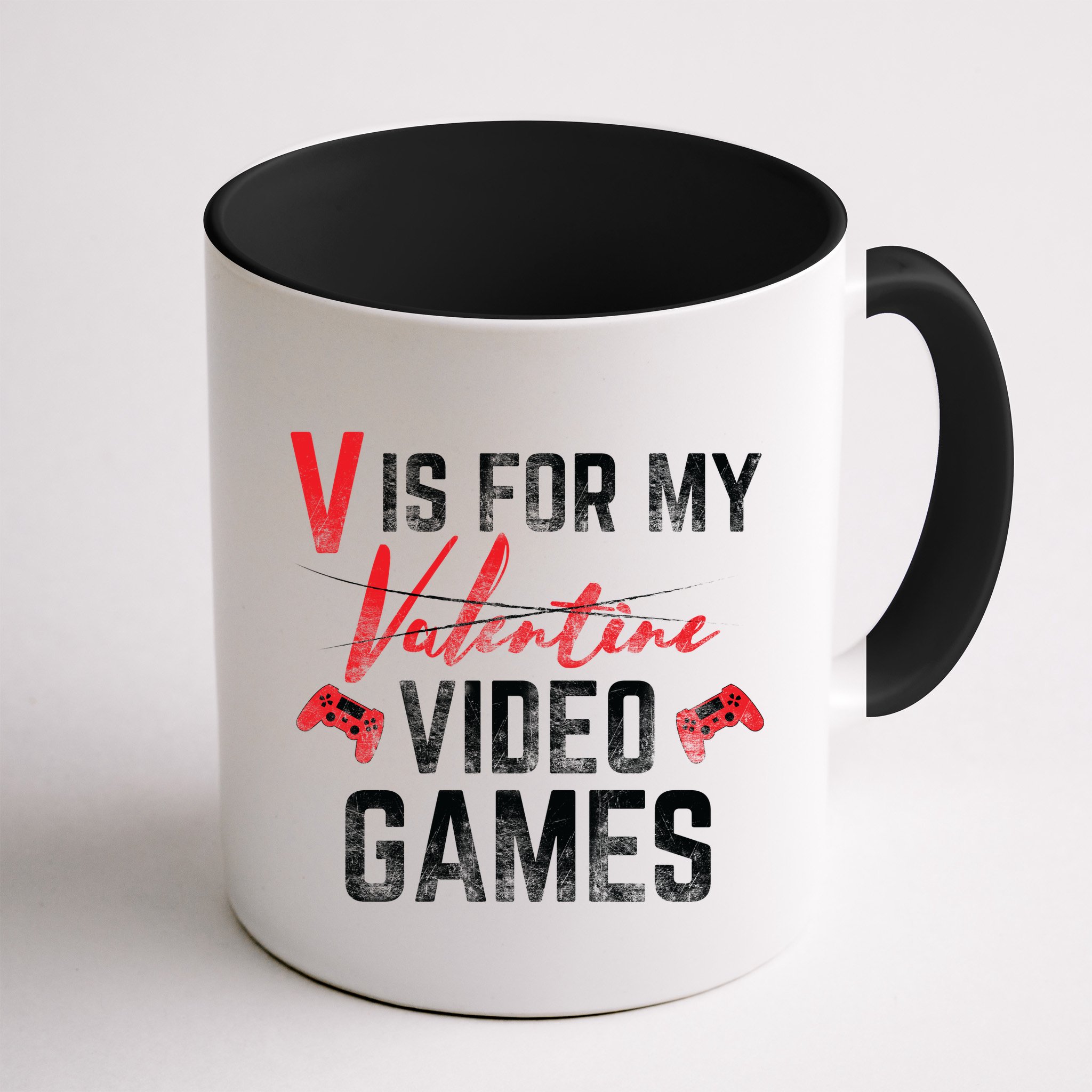 V Is For Video Games Funny Valentines Day Mug