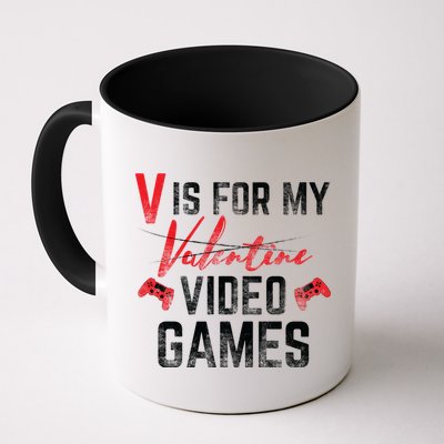 V Is For Video Games Funny Valentines Day Mug