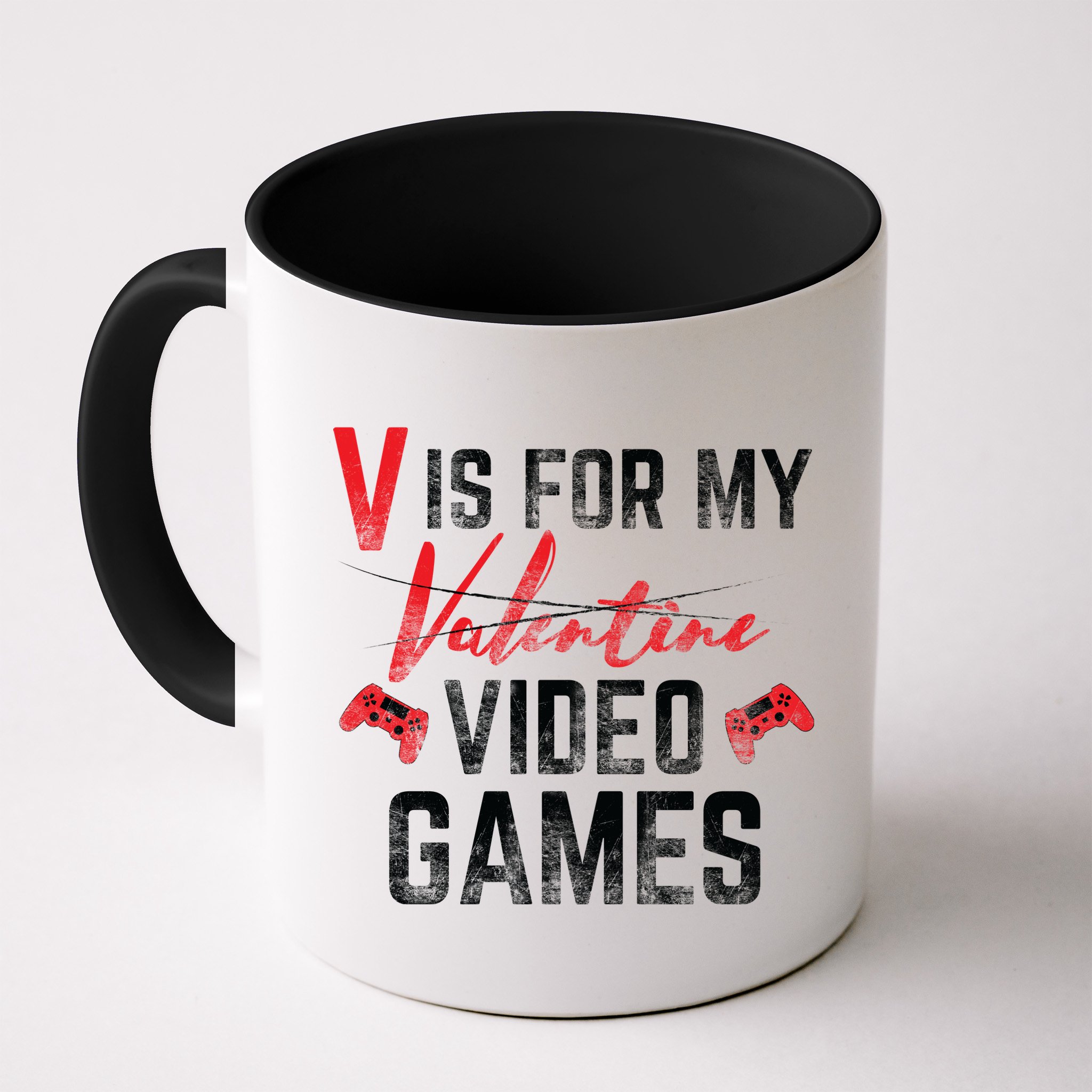 V Is For Video Games Funny Valentines Day Mug