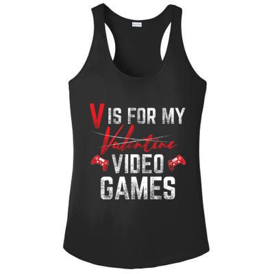 V Is For Video Games Funny Valentines Day Ladies PosiCharge Competitor Racerback Tank