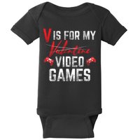 V Is For Video Games Funny Valentines Day Baby Bodysuit