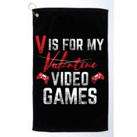 V Is For Video Games Funny Valentines Day Golf Towel