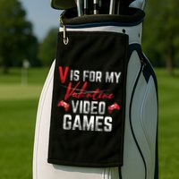 V Is For Video Games Funny Valentines Day Golf Towel