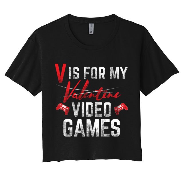 V Is For Video Games Funny Valentines Day Crop Top