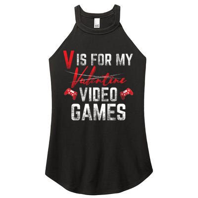 V Is For Video Games Funny Valentines Day Women's Perfect Tri Rocker Tank