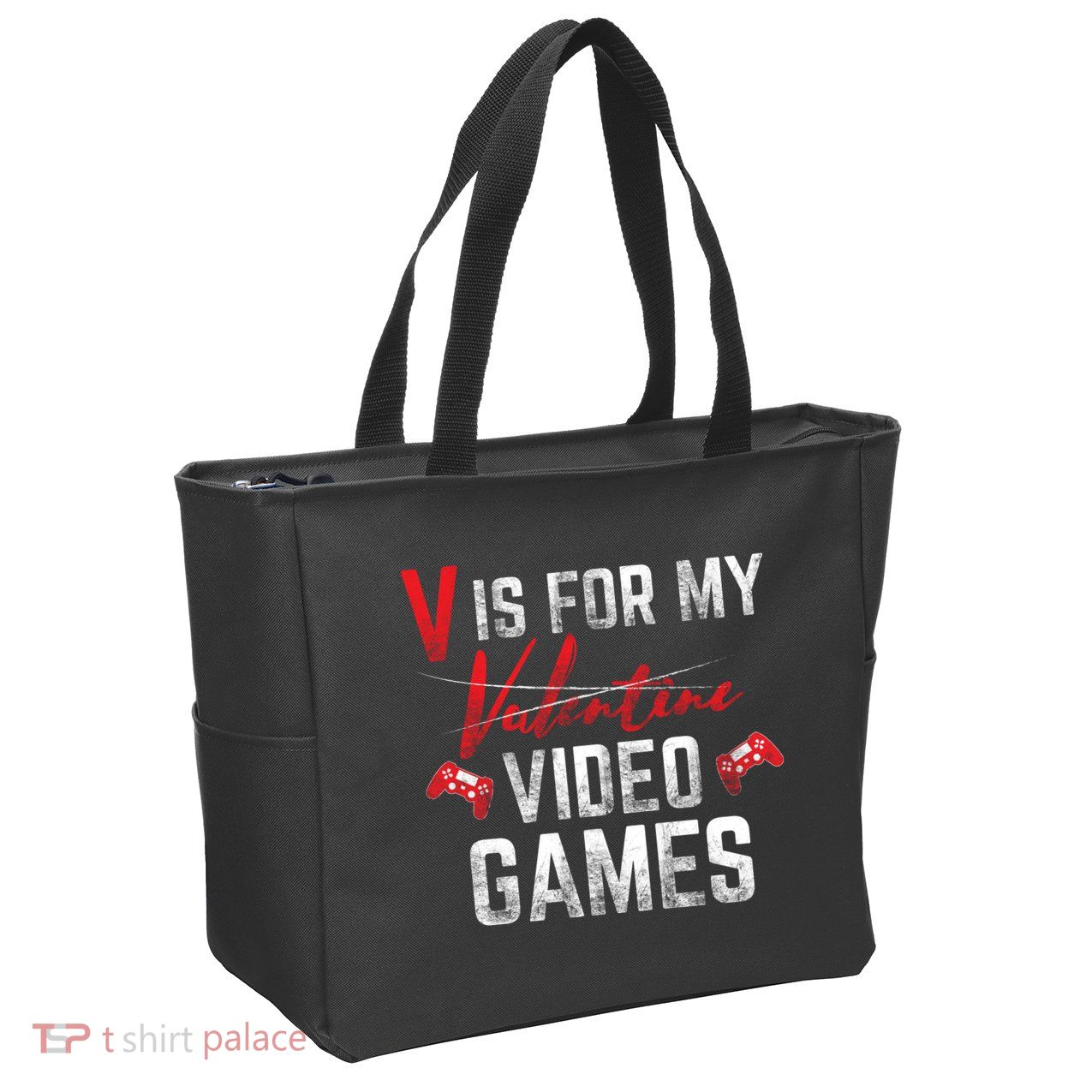 V Is For Video Games Funny Valentines Day Zip Tote Bag