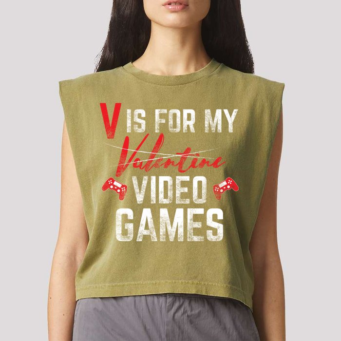 V Is For Video Games Funny Valentines Day Garment-Dyed Women's Muscle Tee