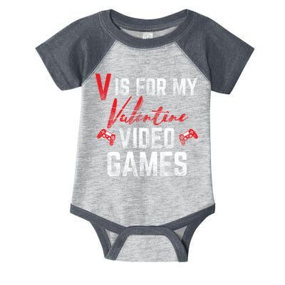 V Is For Video Games Funny Valentines Day Infant Baby Jersey Bodysuit