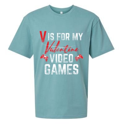V Is For Video Games Funny Valentines Day Sueded Cloud Jersey T-Shirt