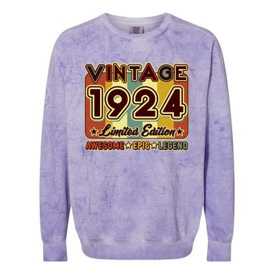 Vintage 1924 100th Birthday Limited Edition Awesome Epic Legend Colorblast Crewneck Sweatshirt