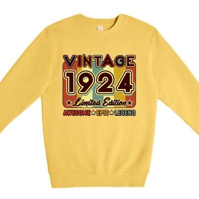 Vintage 1924 100th Birthday Limited Edition Awesome Epic Legend Premium Crewneck Sweatshirt