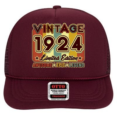 Vintage 1924 100th Birthday Limited Edition Awesome Epic Legend High Crown Mesh Back Trucker Hat