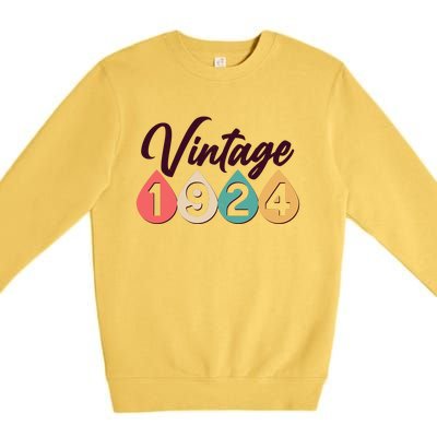 Vintage 1924 100th Birthday Retro Teardrop Design Premium Crewneck Sweatshirt