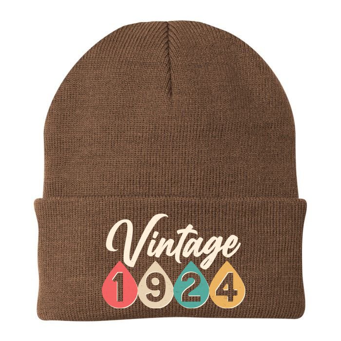 Vintage 1924 100th Birthday Retro Teardrop Design Knit Cap Winter Beanie