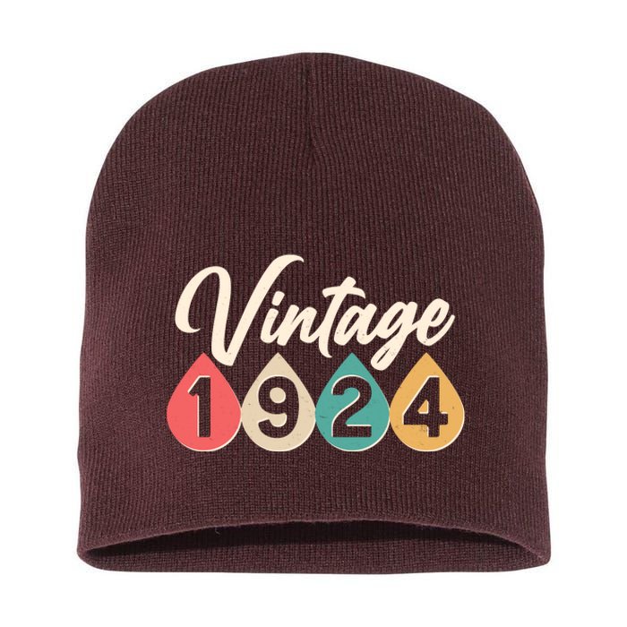 Vintage 1924 100th Birthday Retro Teardrop Design Short Acrylic Beanie