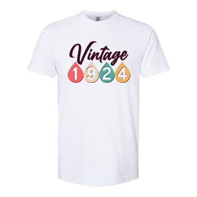 Vintage 1924 100th Birthday Retro Teardrop Design Softstyle® CVC T-Shirt