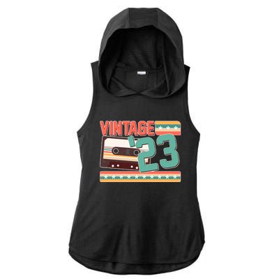 Vintage 1923 100th Birthday Cassette Tape Ladies PosiCharge Tri-Blend Wicking Draft Hoodie Tank