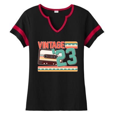 Vintage 1923 100th Birthday Cassette Tape Ladies Halftime Notch Neck Tee